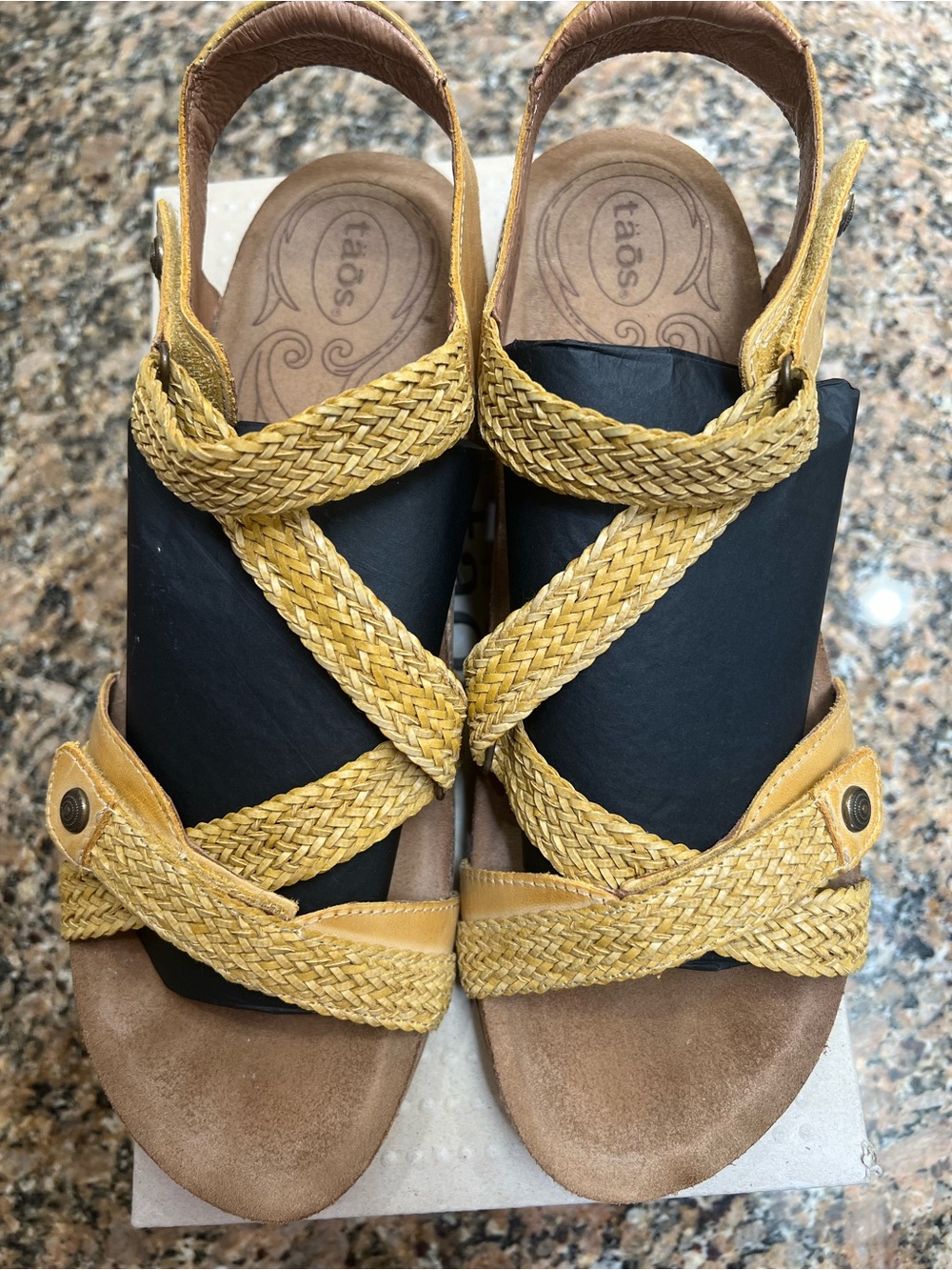 Taos Footwear Women's Braided Yellow Slingback Sandals